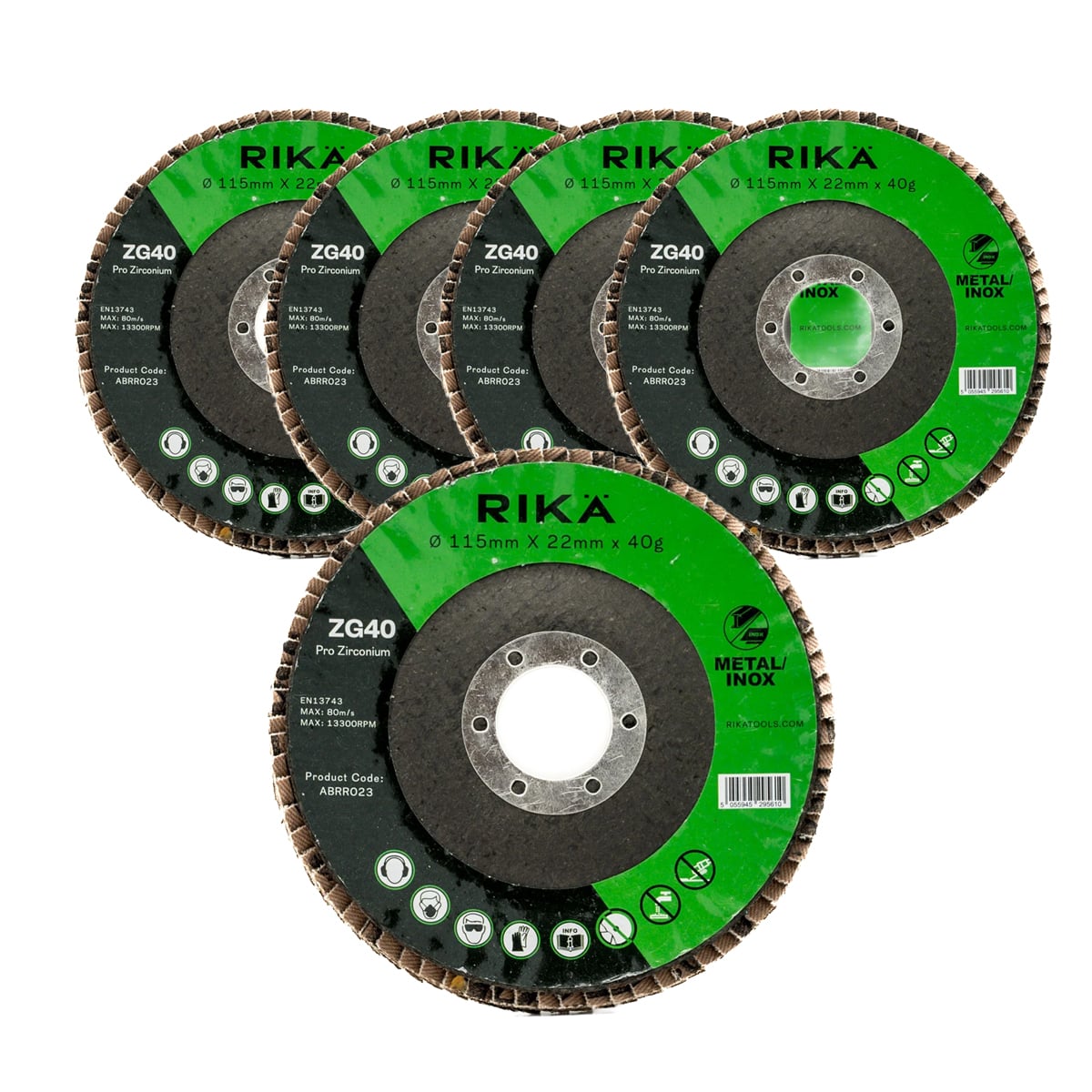 Rikä ABRR023 Flap Disc Pro Zirconium 115mm x 22mm x 40g 5pcs